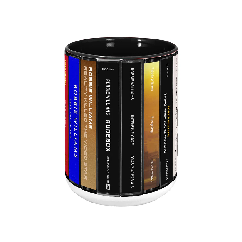 Robbie Williams Albums Cassette Collection Retro Accent Mug