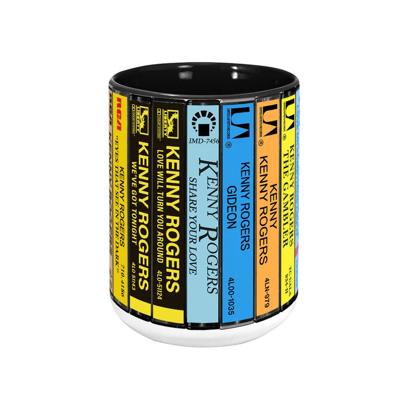 Kenny Rogers Albums Cassette Collection Retro Accent Mug