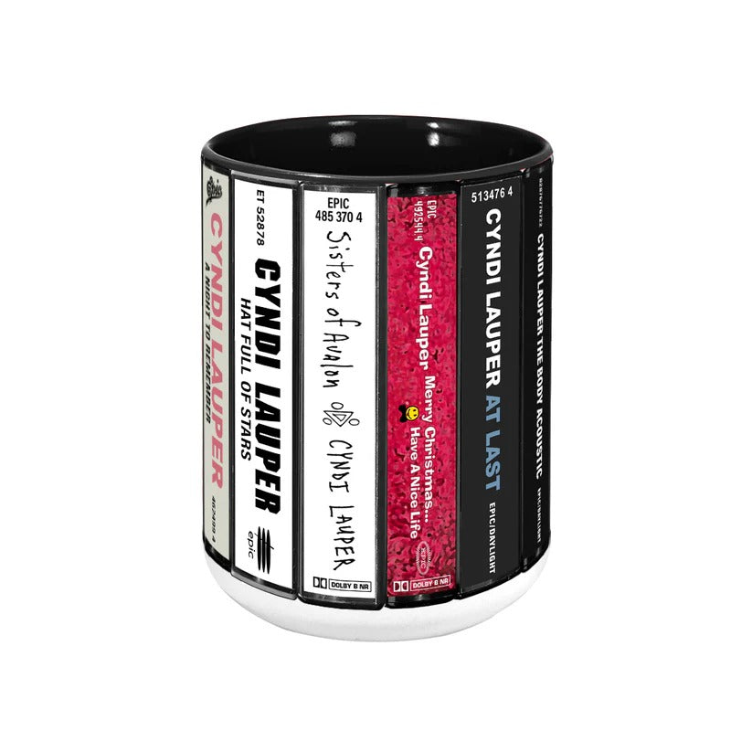Cyndi Lauper Albums Cassette Collection Retro Accent Mug