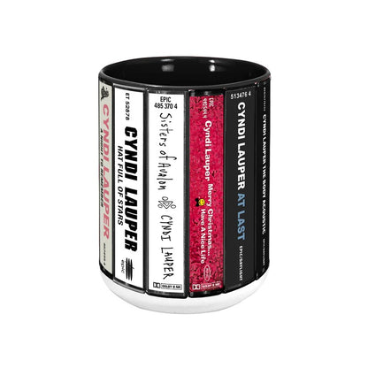 Cyndi Lauper Albums Cassette Collection Retro Accent Mug