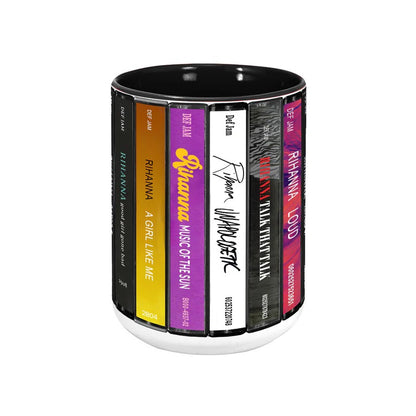 Rihanna Albums Cassette Collection Retro Accent Mug