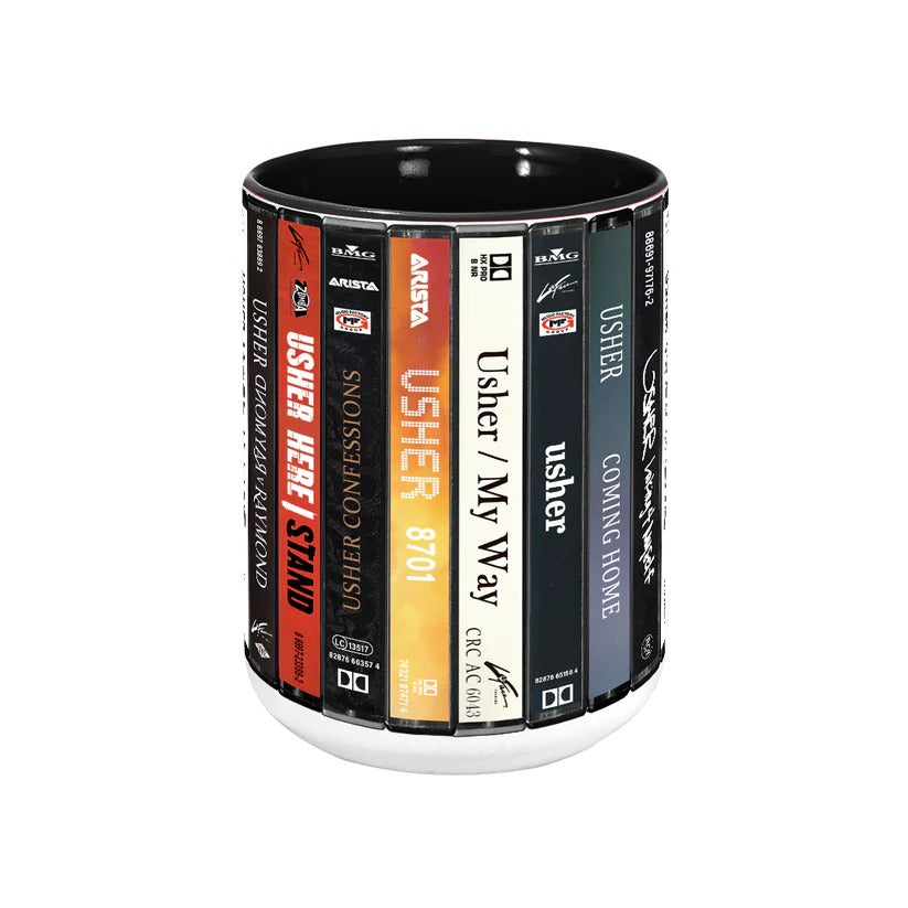 Usher Albums Cassette Collection Retro Accent Mug