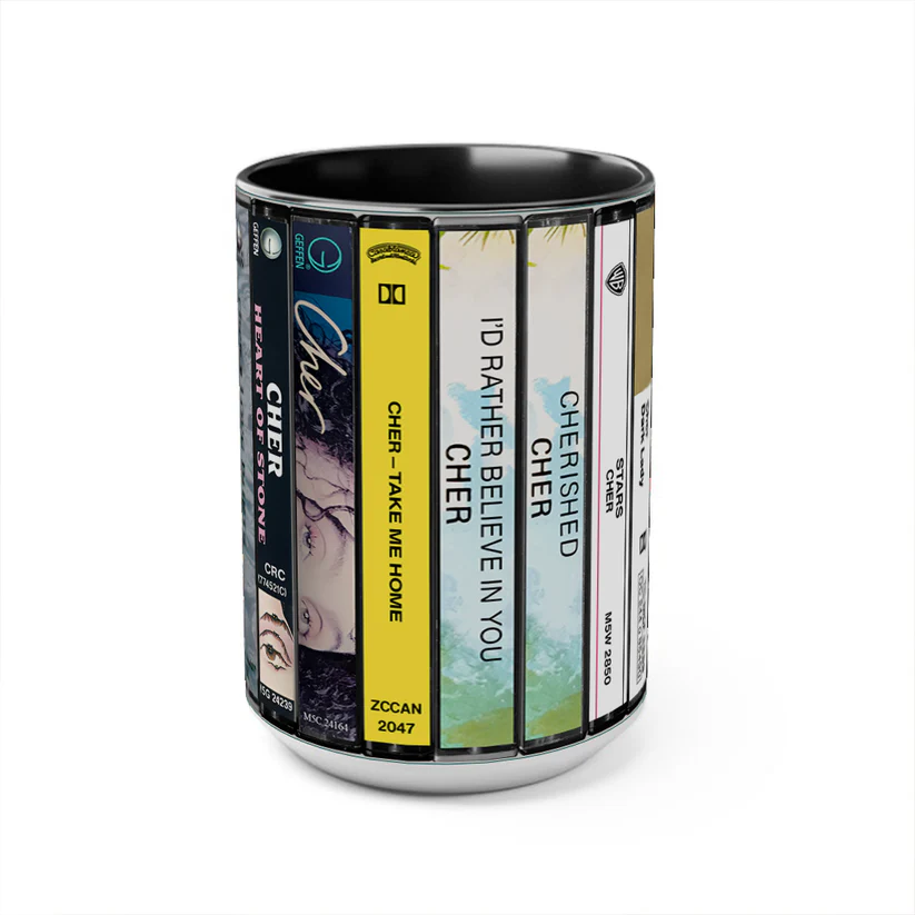Cher Albums Cassette Collection Retro Accent Mug