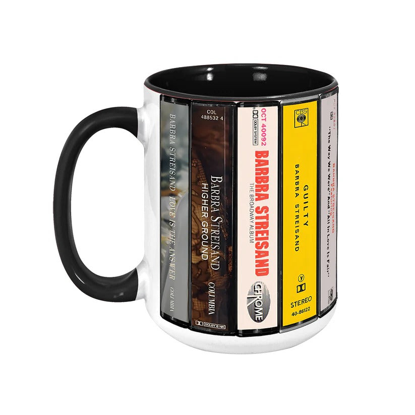 Barbra Streisand Albums Cassette Retro Collection Accent Mug