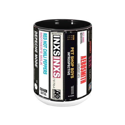 80's Rock Albums Cassette Collection Retro Accent Mug