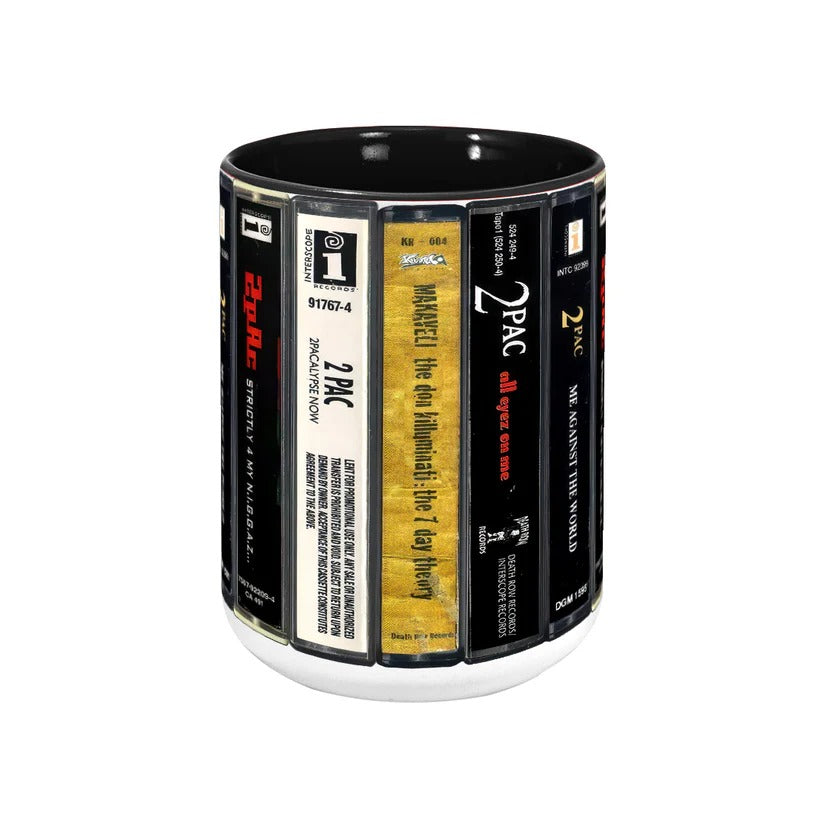 Tupac Albums Cassette Collection Retro Accent Mug
