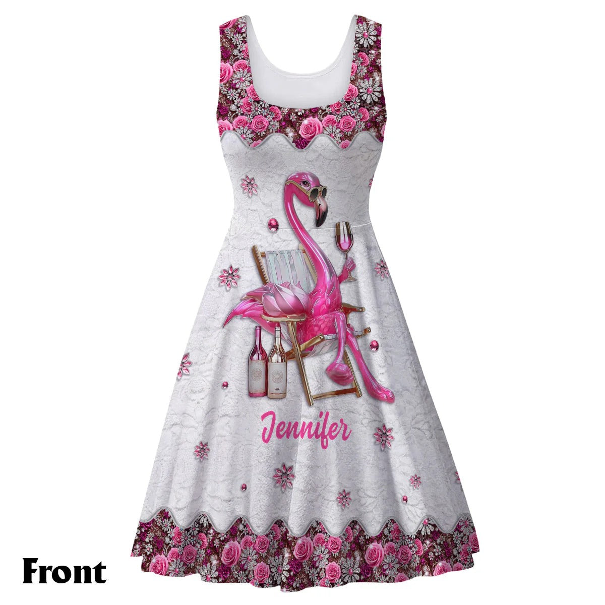 Be a Flamingo In a Flock of Pigeons - Personalized Sleeveless Dress