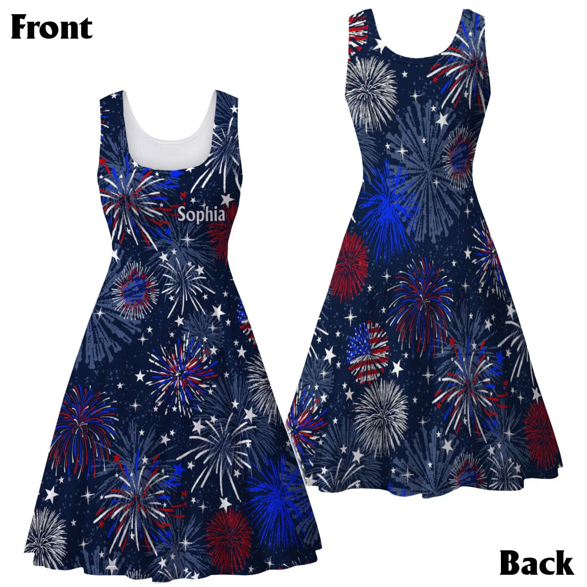 Patriotic American Flag - Personalized Sleeveless Dress
