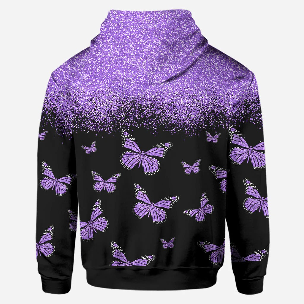 Love Purple Butterflies - Personalized Hoodie And Leggings