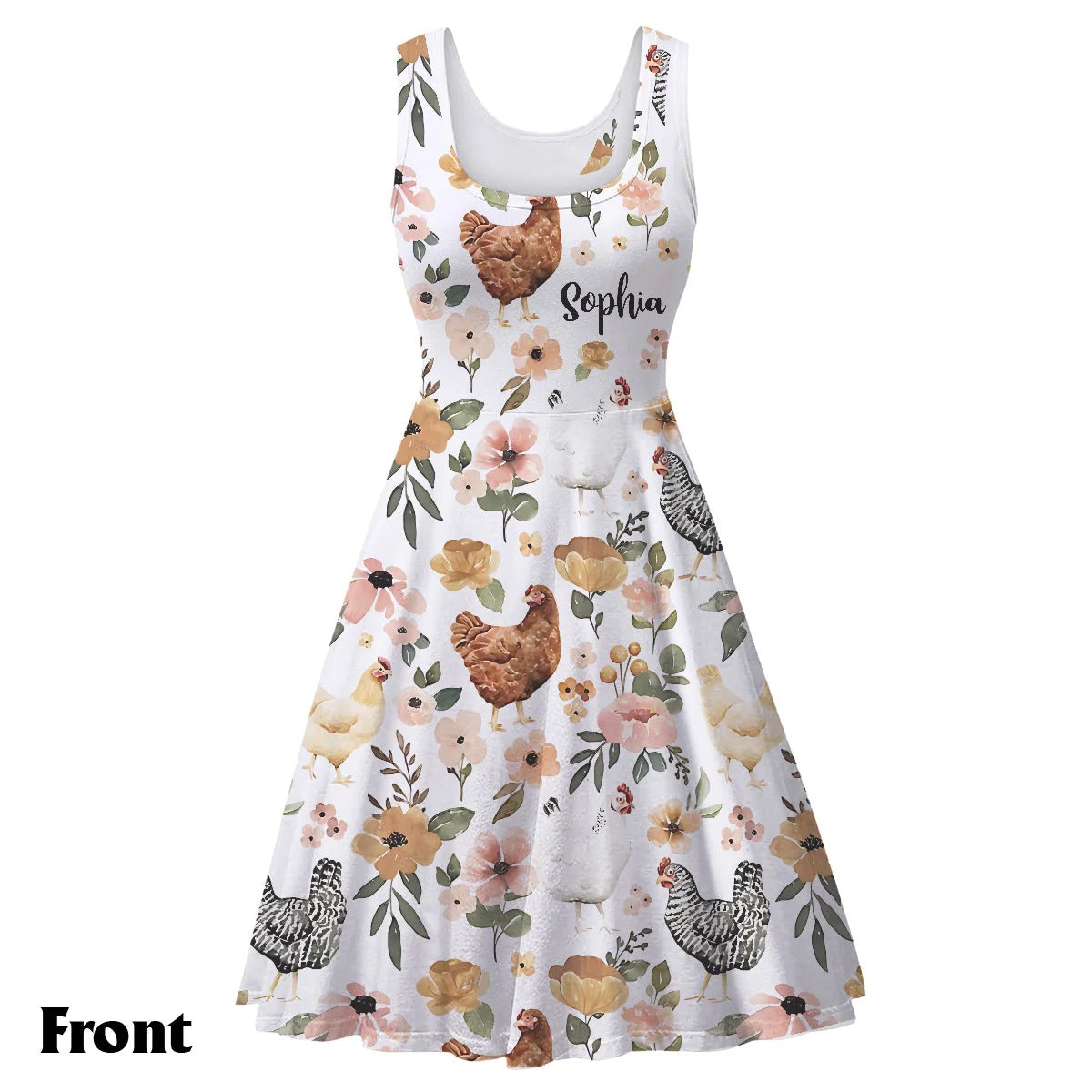 Floral Chicken - Personalized Sleeveless Dress