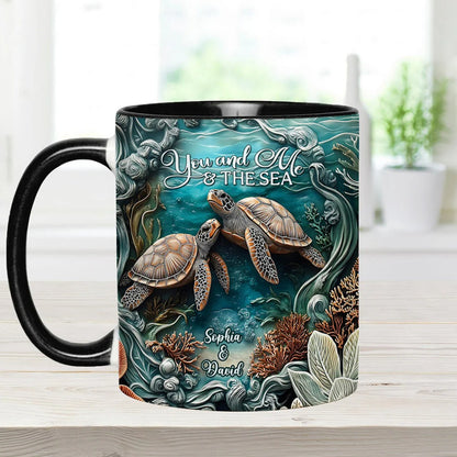 You And Me And The Sea, Personalized Turtle Accent Mug