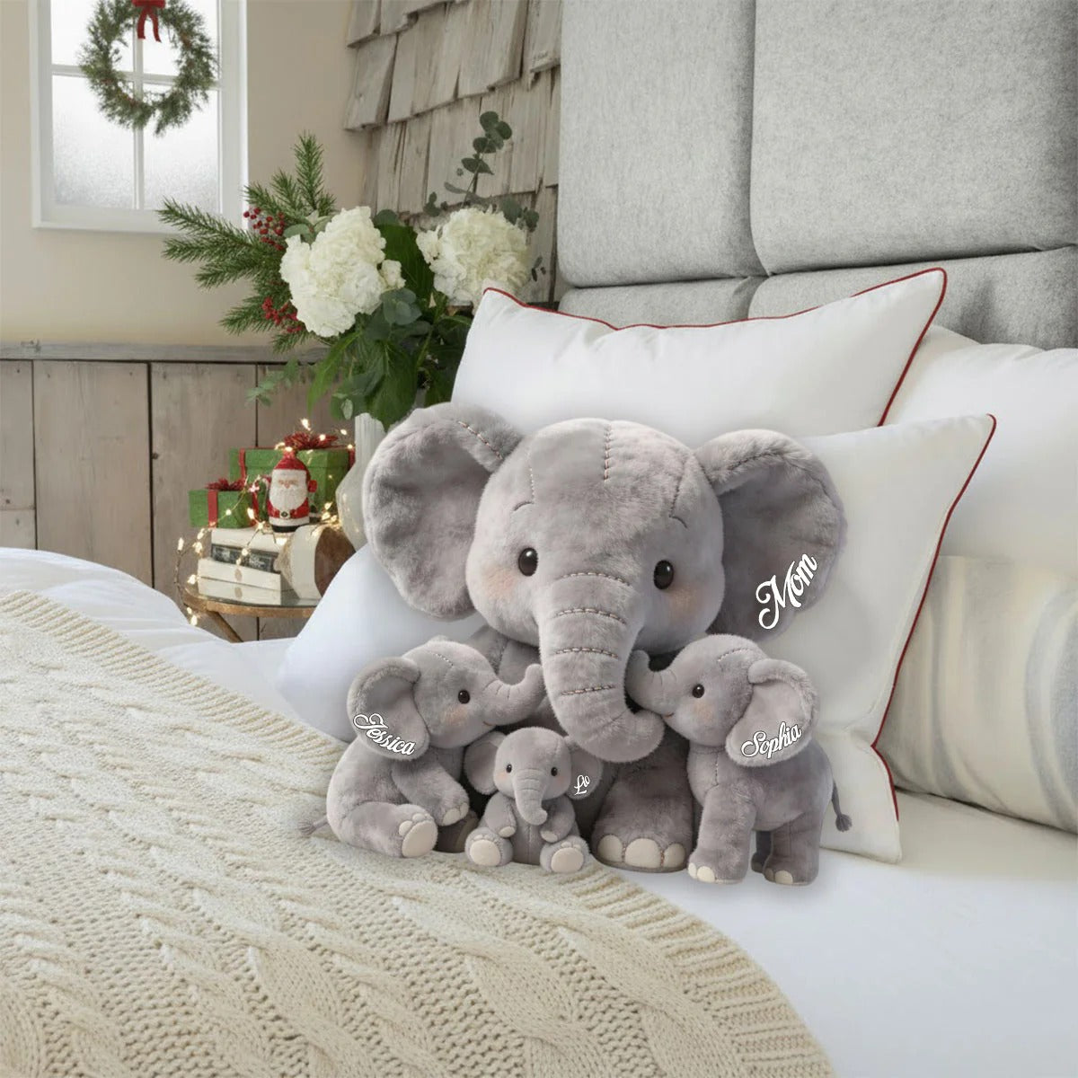 Mama Elephant - Personalized Mother Custom Shaped Pillow