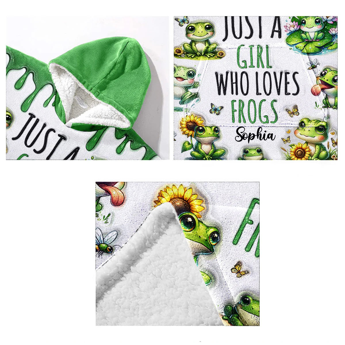 Just A Girl Who Loves Frogs - Personalized Frog Blanket Hoodie