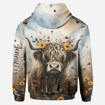 Personalized Cute Cow - Highland Cow Hoodie and Leggings