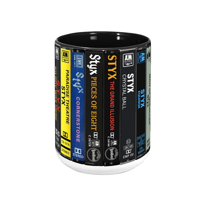 Styx & Dennis DeYoung Albums Cassette Collection Retro Accent Mug