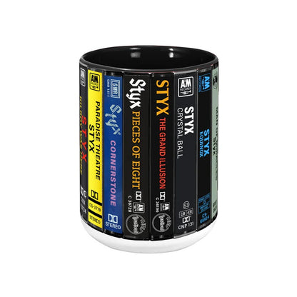 Styx & Dennis DeYoung Albums Cassette Collection Retro Accent Mug