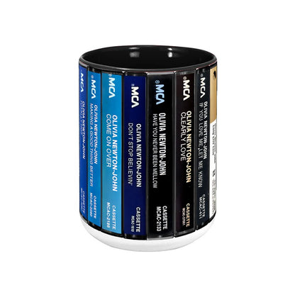Olivia Newton-John Albums Cassette Collection Retro Accent Mug