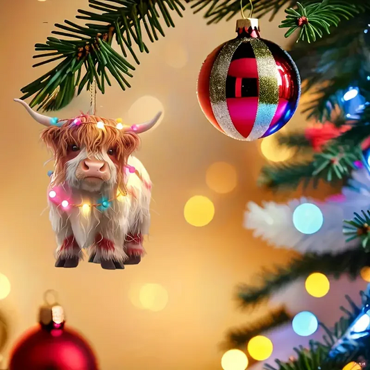 Cute Cow Colorful Lights Acrylic Ornament - Gift For Cow Lover's