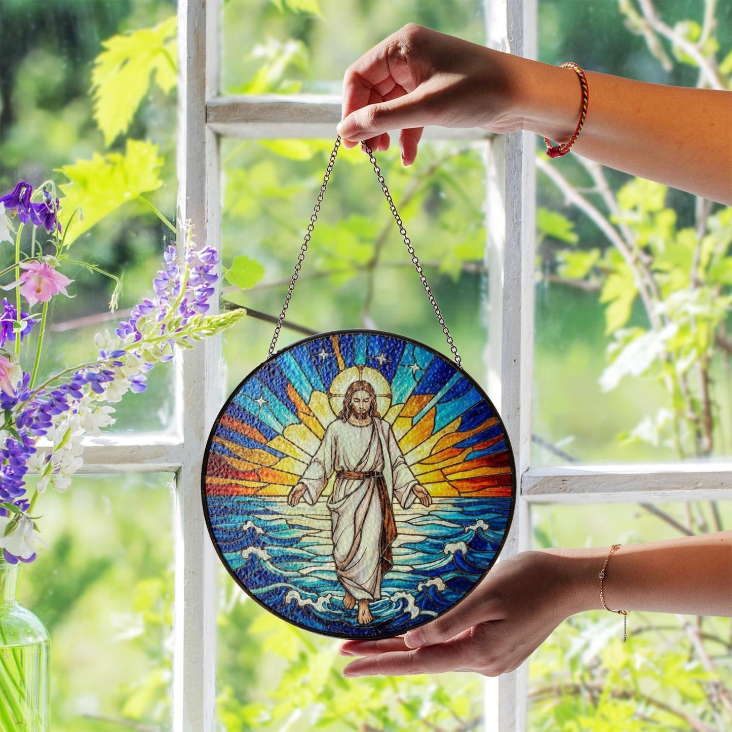 Jesus Christ Suncatcher, Christian Stained Glass