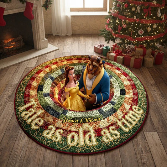 Couple Quilted Round Mat - Personalized Gifts For Couple