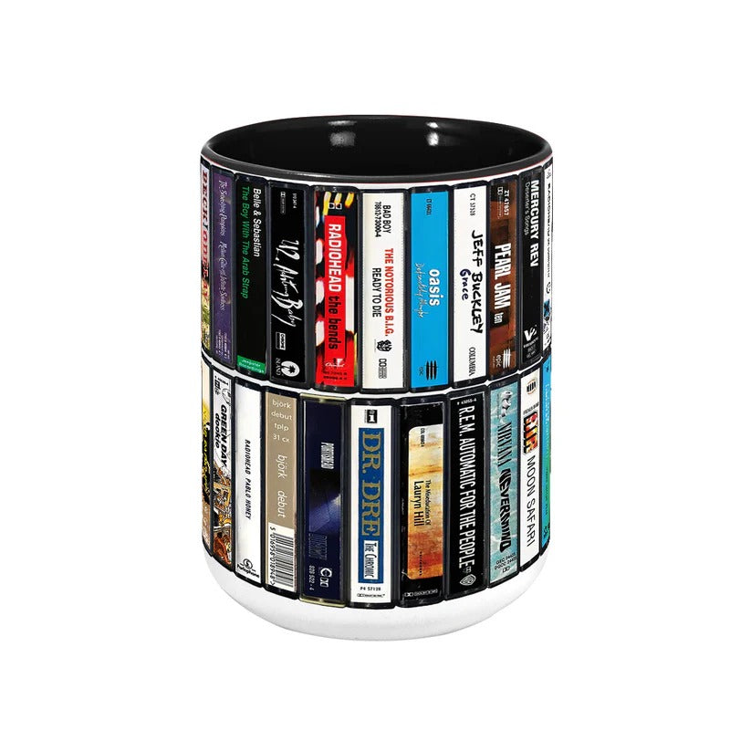 90s Music Albums Cassette Collection Retro Accent Mug