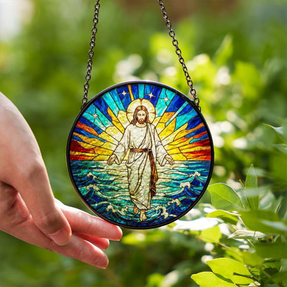 Jesus Christ Suncatcher, Christian Stained Glass