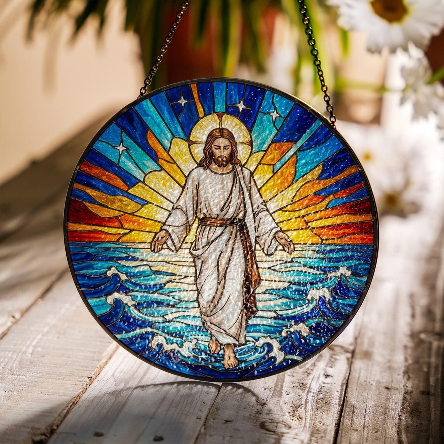 Jesus Christ Suncatcher, Christian Stained Glass