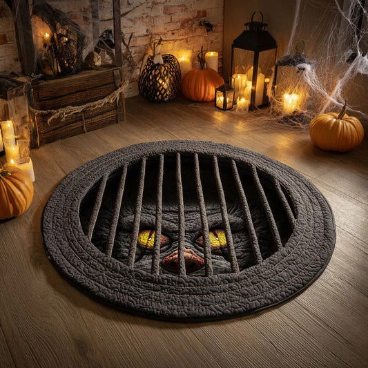 Creepy Cellar Hatch Quilted Round Mat