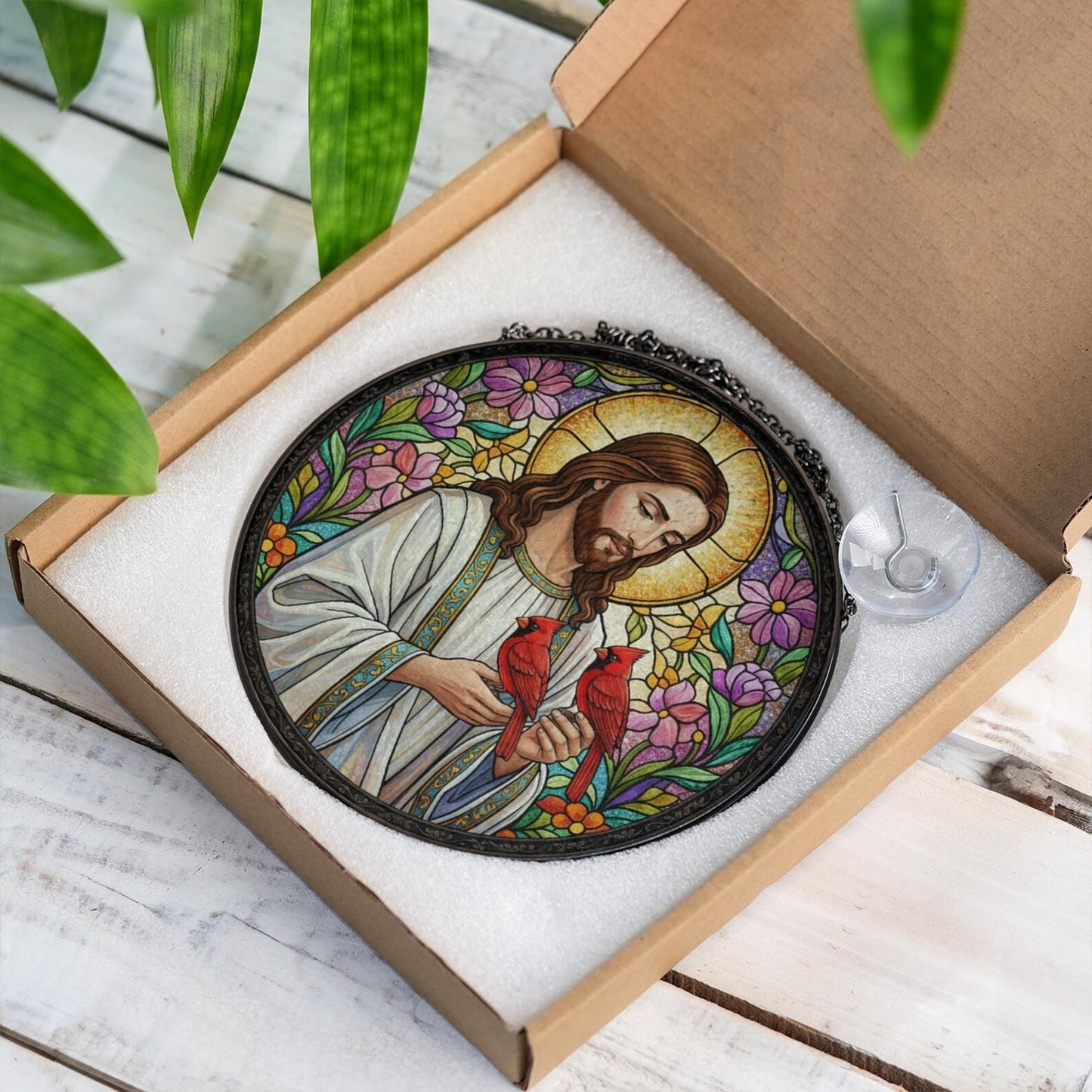 Jesus Suncatcher, Christian Stained Glass