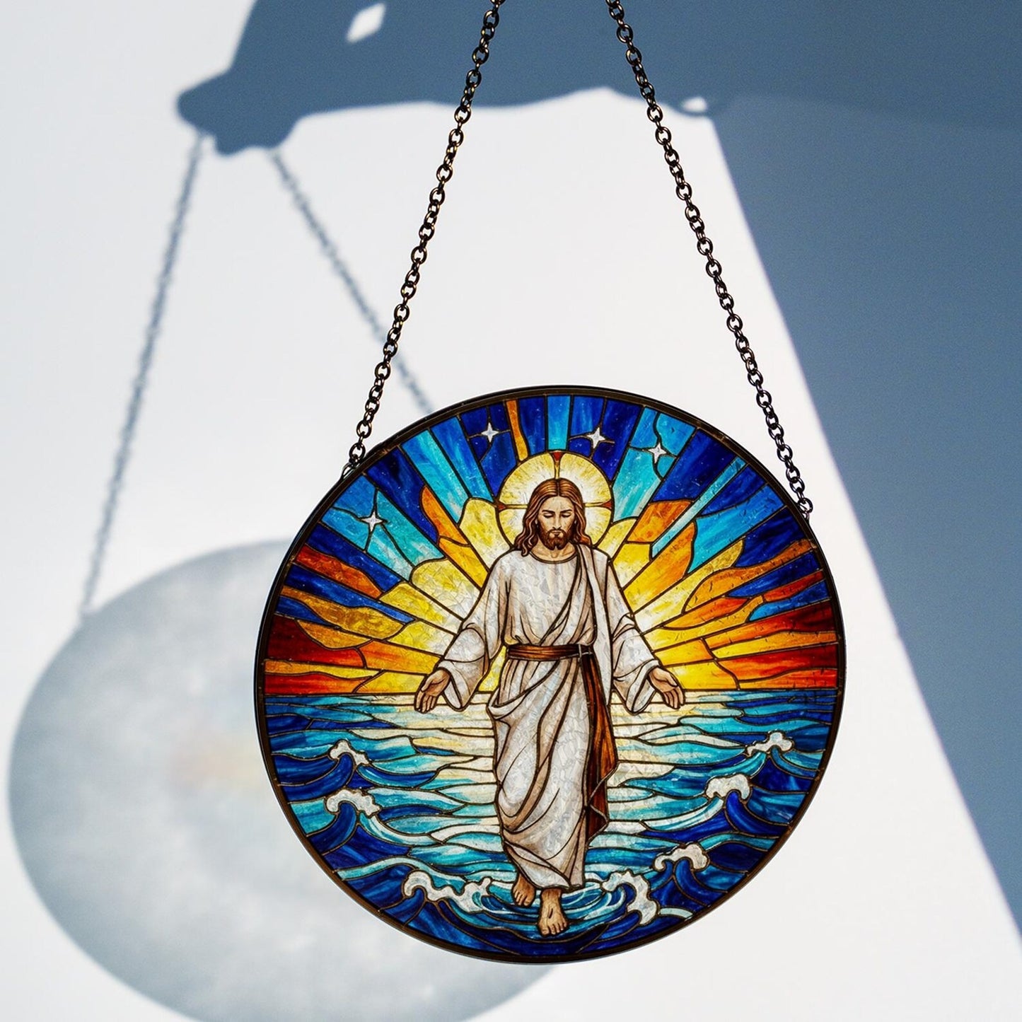 Jesus Christ Suncatcher, Christian Stained Glass