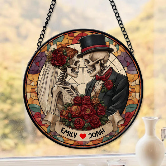Scare Couple Stained Glass Suncatcher, Hanging Decor
