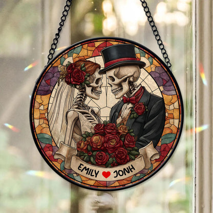 Scare Couple Stained Glass Suncatcher, Hanging Decor