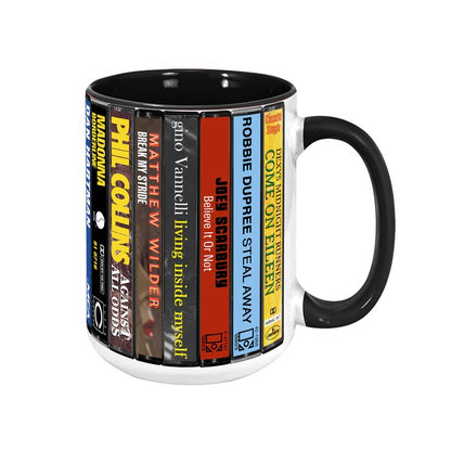 80s POP Singles Collection Albums Cassette Collection Retro Accent Mug