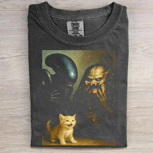Alien Predator Kitten Funny Tee