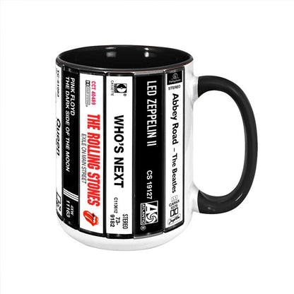 Classic Rock Band Cassette Collection Retro Accent Mug