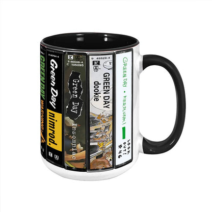 Green Day Albums Cassette Collection Retro Accent Mug