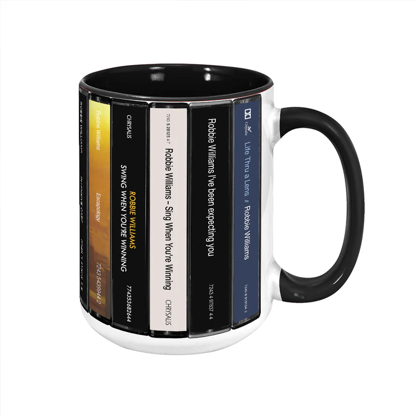 Robbie Williams Albums Cassette Collection Retro Accent Mug