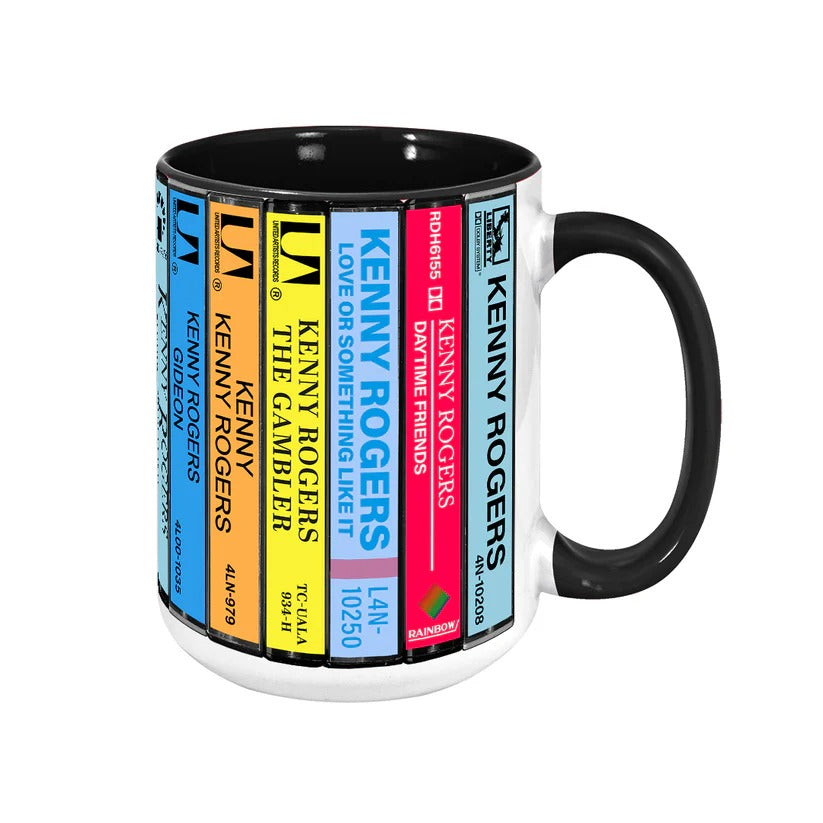 Kenny Rogers Albums Cassette Collection Retro Accent Mug