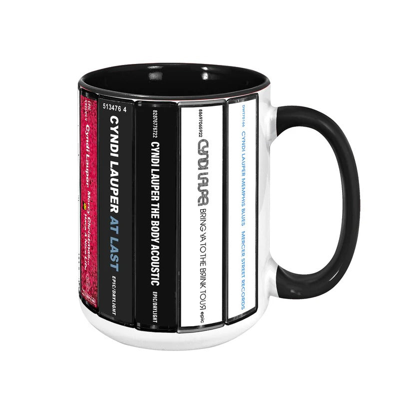 Cyndi Lauper Albums Cassette Collection Retro Accent Mug