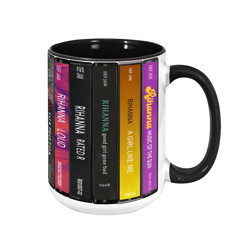 Rihanna Albums Cassette Collection Retro Accent Mug
