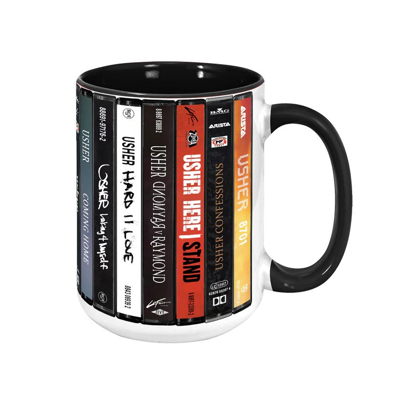 Usher Albums Cassette Collection Retro Accent Mug