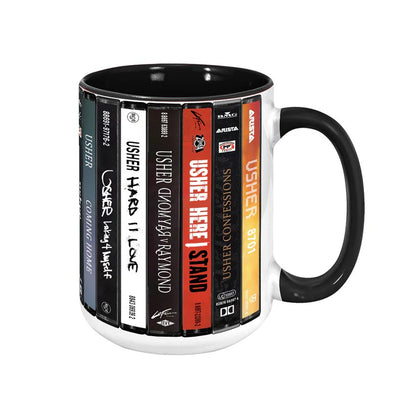 Usher Albums Cassette Collection Retro Accent Mug