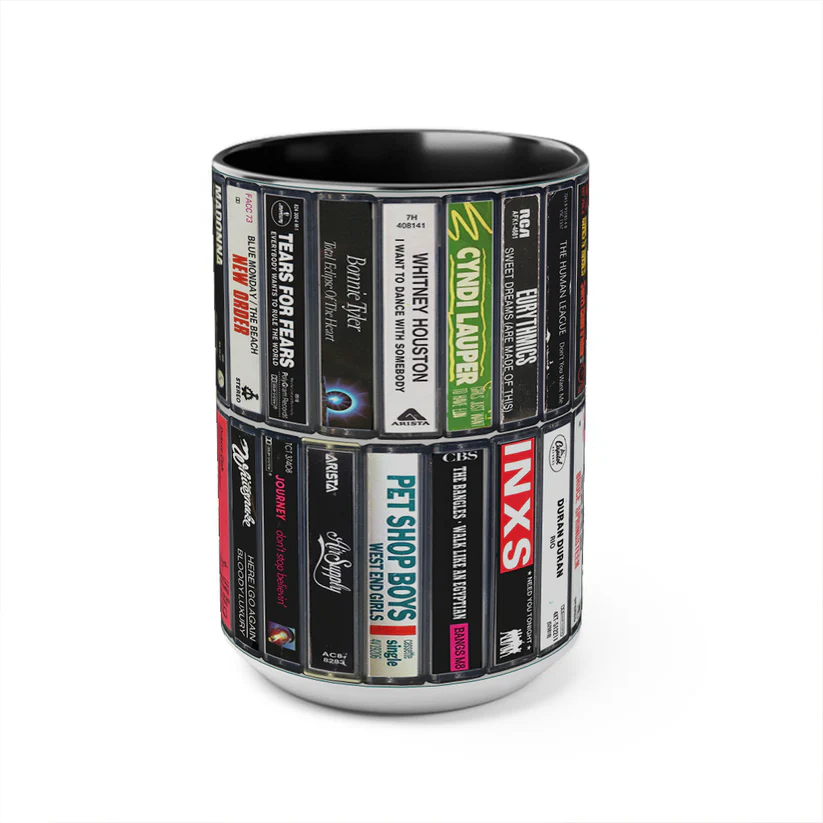 80s Singles Cassette Collection Retro Accent Mug