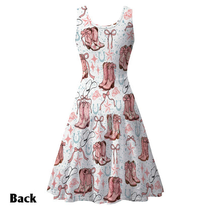 Coquette Cowgirl Boots and Bows - Personalized Sleeveless Dress