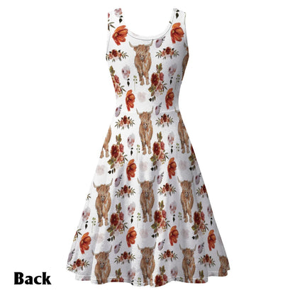 Floral Highland Cow - Personalized Sleeveless Dress