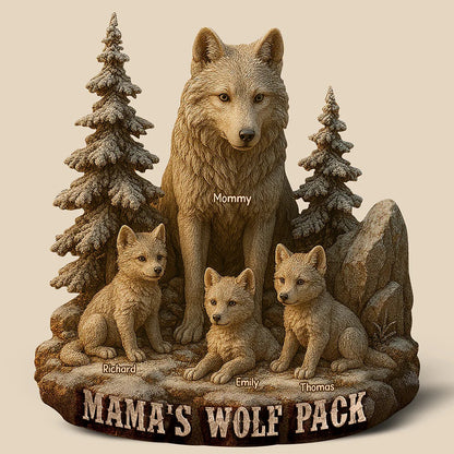 Personalized Gifts For Mom – Mama Wolf And Cubs Acrylic Plaque