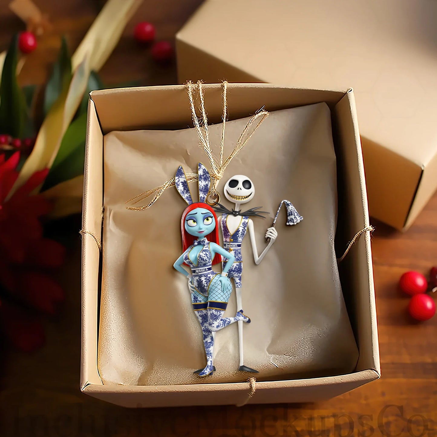 Playful Couple Christmas - Personalized Gifts For Couple Ornament