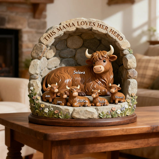 Highland Cow Family - Personalized Gifts For Mom Acrylic Plaque