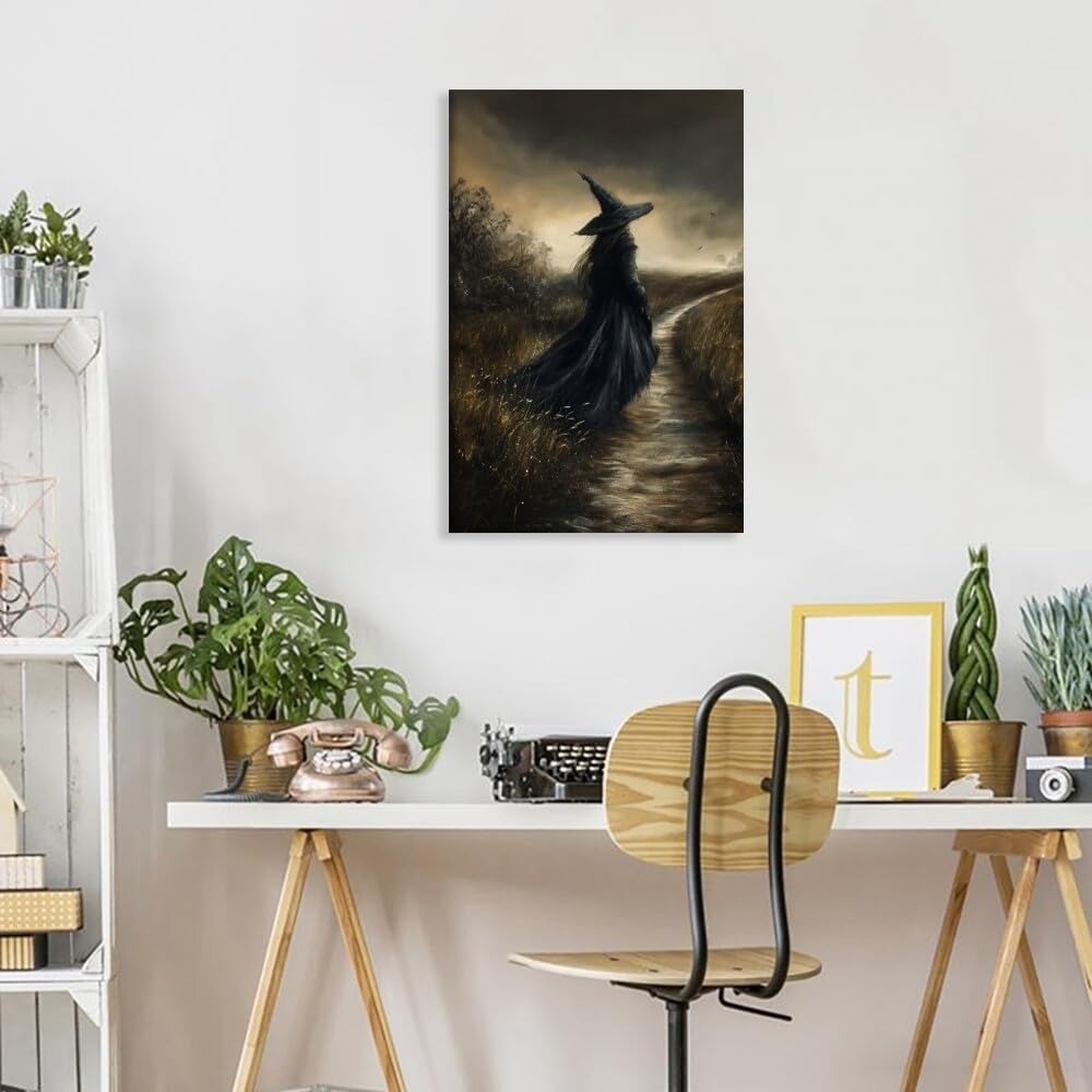 Witch Canvas, Witch Halloween Poster, Wall Decor
