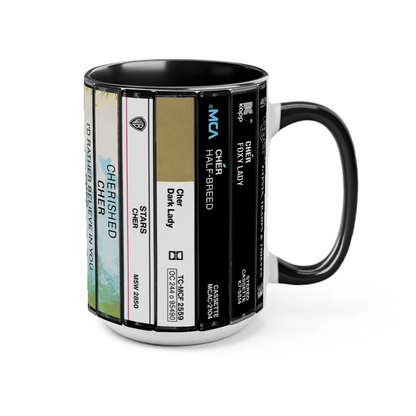 Cher Albums Cassette Collection Retro Accent Mug
